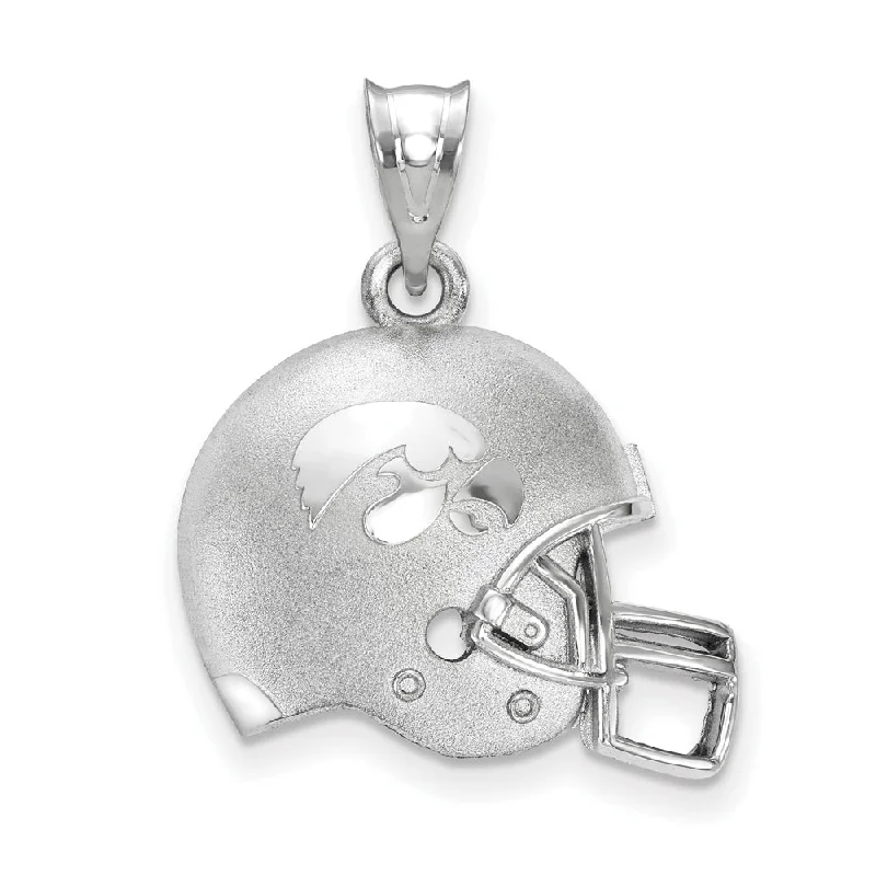 Sterling Silver The U. of Iowa 3D Football Helmet w Logo Pendant