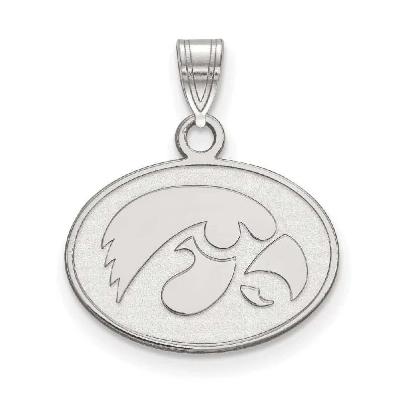 Sterling Silver U. of Iowa Small Oval Mascot Pendant