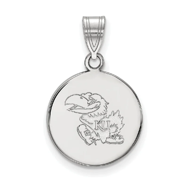 Sterling Silver U. of Kansas Medium Disc Pendant