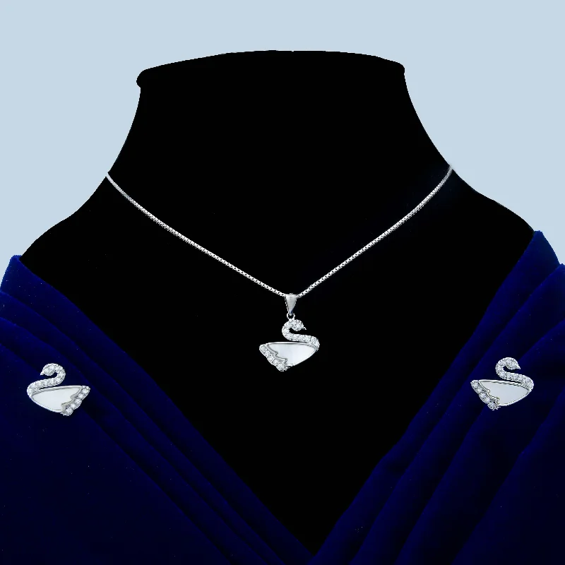 Nipura 925 Silver Dance of Swan Pendant-set  (Whithout Chain)