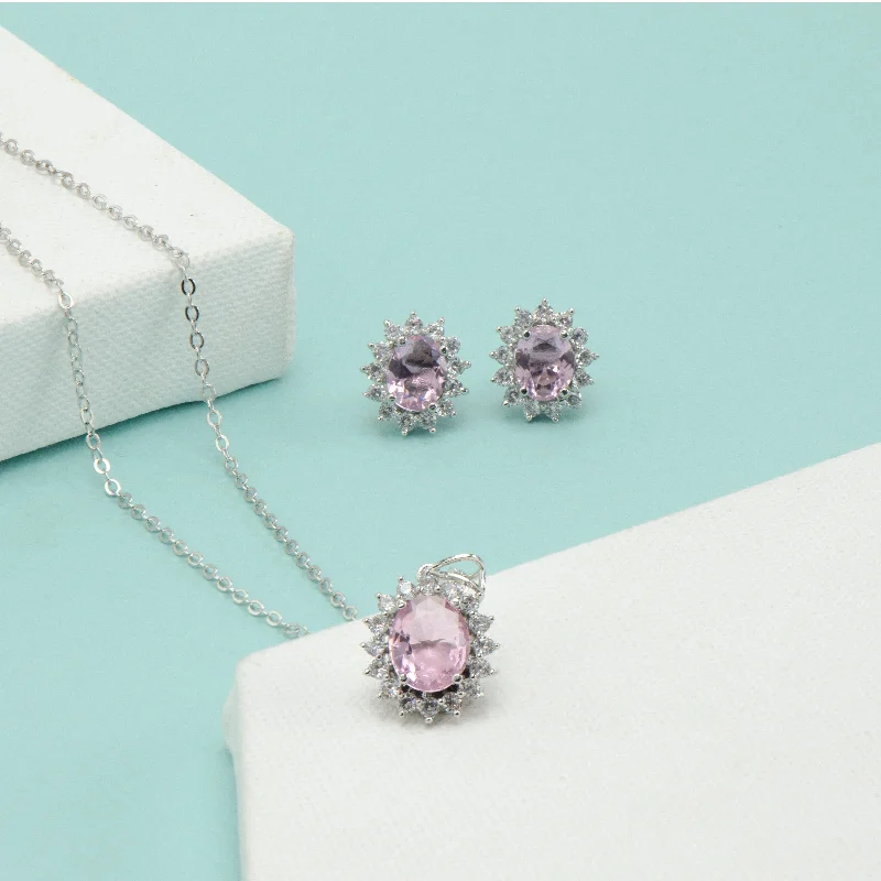 Nipura Carnation Floral Halo Necklace-set