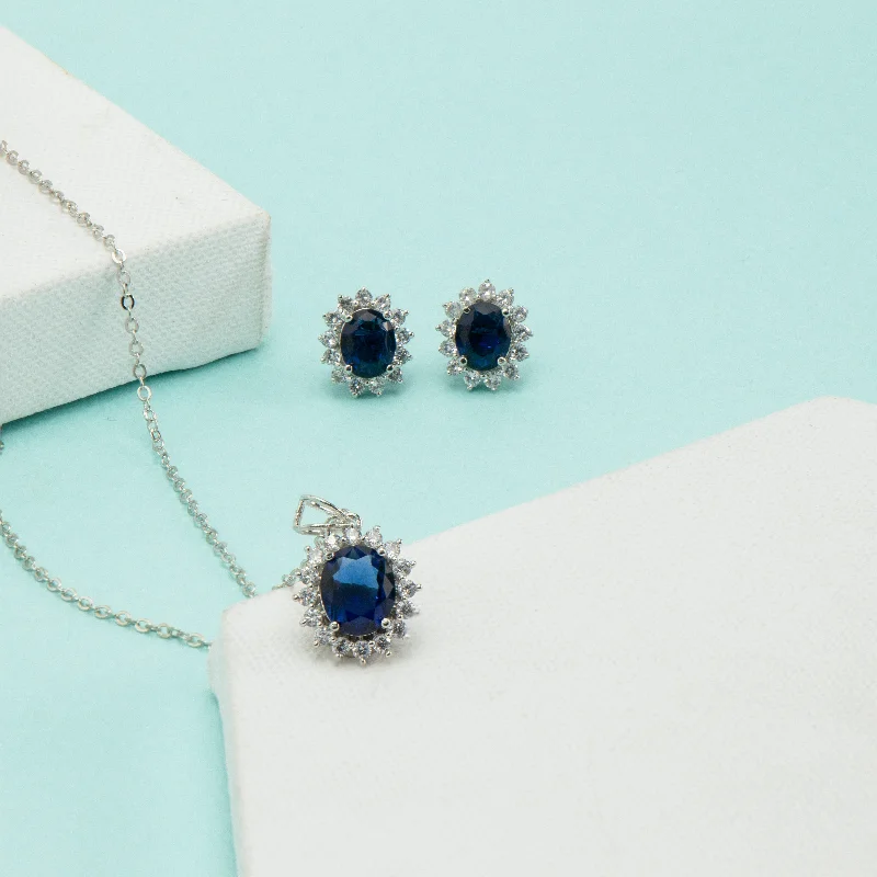 Nipura Cerulean Floral Halo Necklace-set