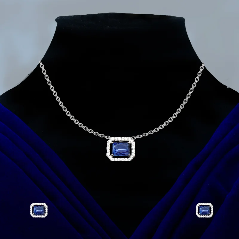 Nipura Indigo Baguette Zircon Necklace-set