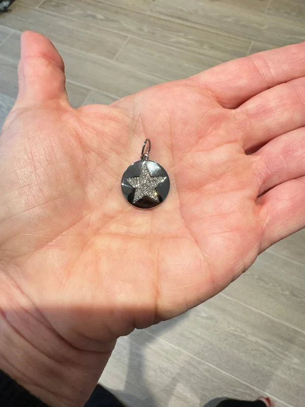 Pave Diamond Star Inside Disc Charm