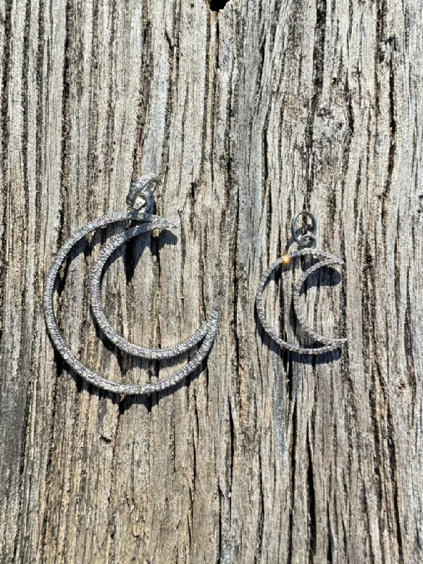 Pave Diamond Open Crescent Moon Pendant