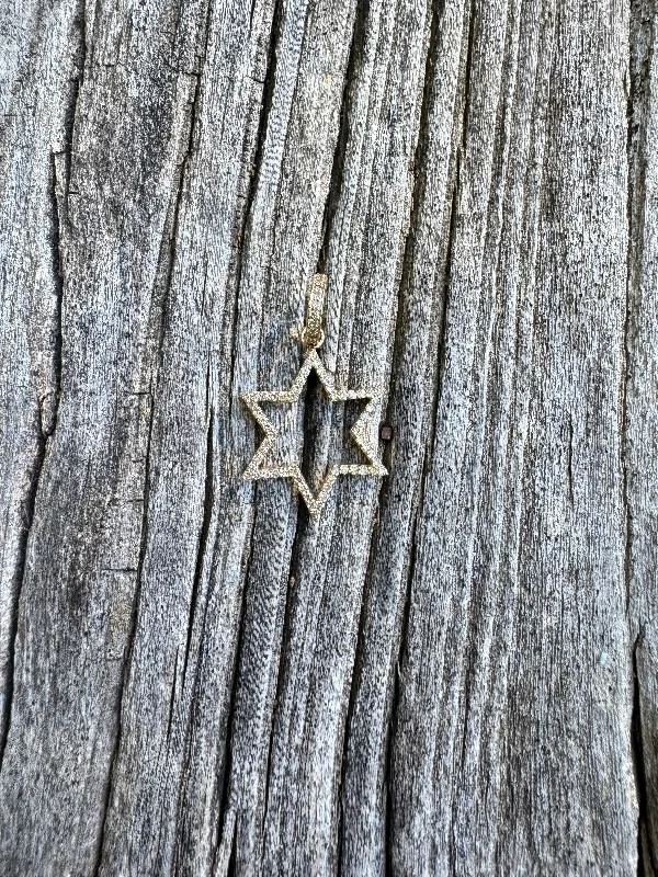 14k Gold and Pave Diamond Star of David